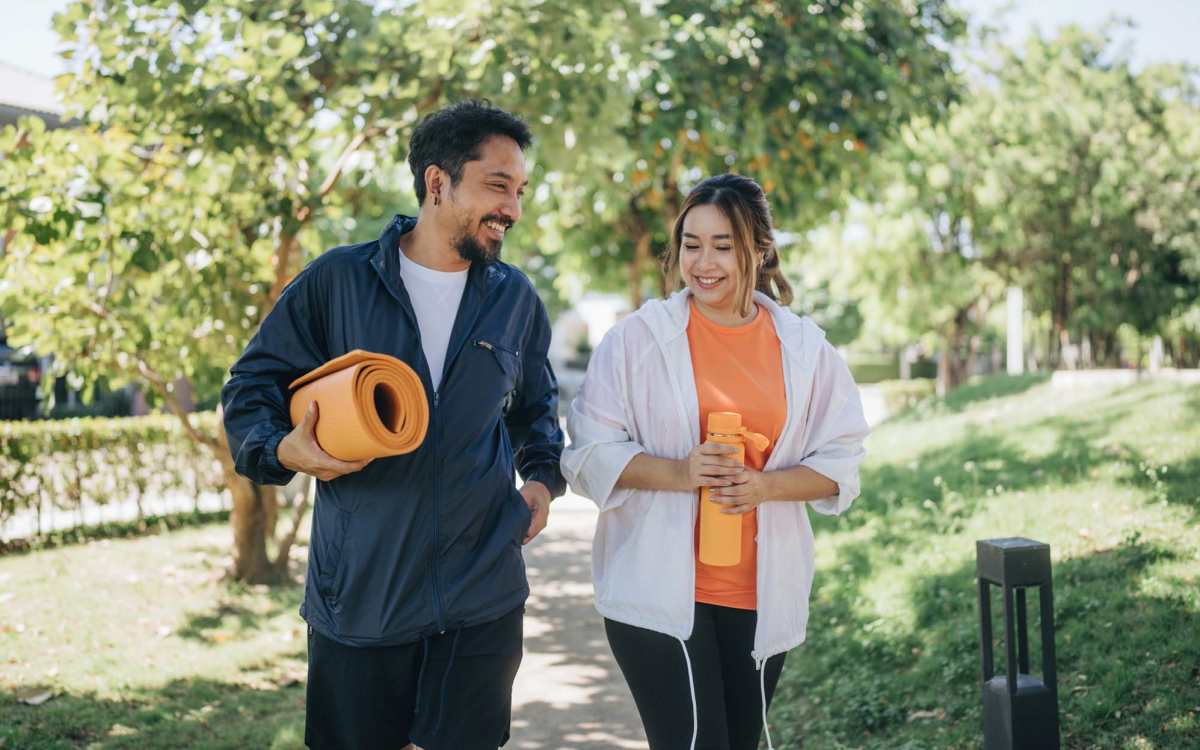 Resident couple in park near Eastway Manor Apartments in Webster, New York