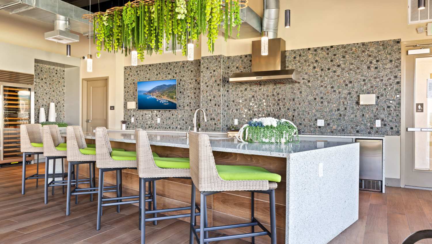 Resident community kitchen at Fusion Apartments in Irvine, California