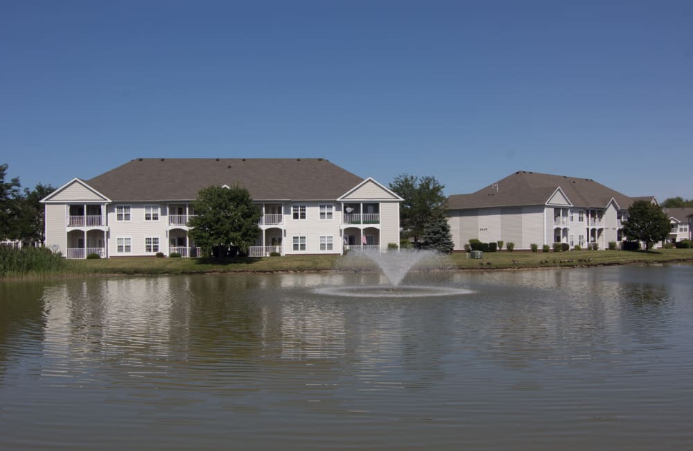 View of Lake Pointe Apartment Homes across the lake in Portage, Indiana