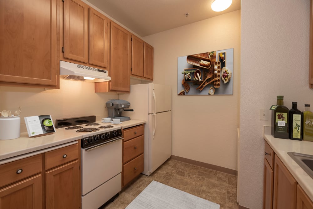 Kitchen area at Winding Commons Senior Living in Carmichael, California