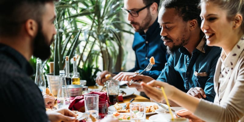 Residents enjoying a meal near Aero Ridge in San Diego, California