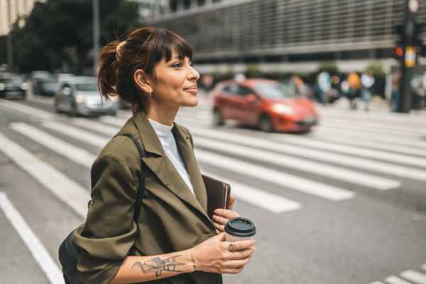 Resident out for some coffee near  Capitol Green in Albany, New York