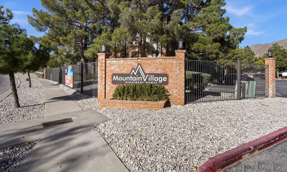 Front sign at Mountain Village in El Paso, Texas