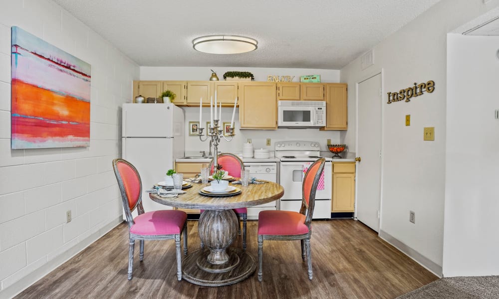 Dining area at The Phoenix Apartments in El Paso, Texas