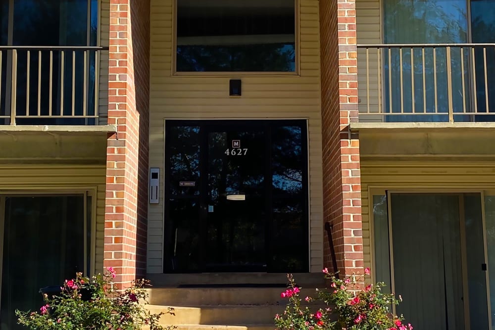 Entrance to the apartments at Marrion Square Apartments in Pikesville, Maryland