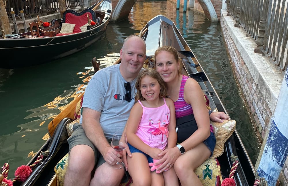 Melissa from Touchmark Central Office in Beaverton, Oregon and her family in Italy