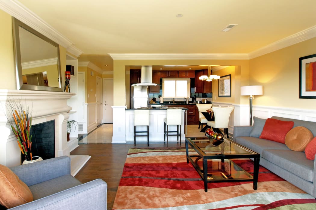 Spacious living room at Palmetto at Tiburon View in Tiburon, California