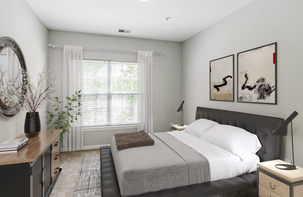 Staged bedroom at Cranford Crossing Apartment Homes in Cranford, New Jersey