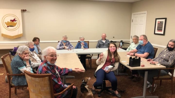 A group of seniors playing a game together