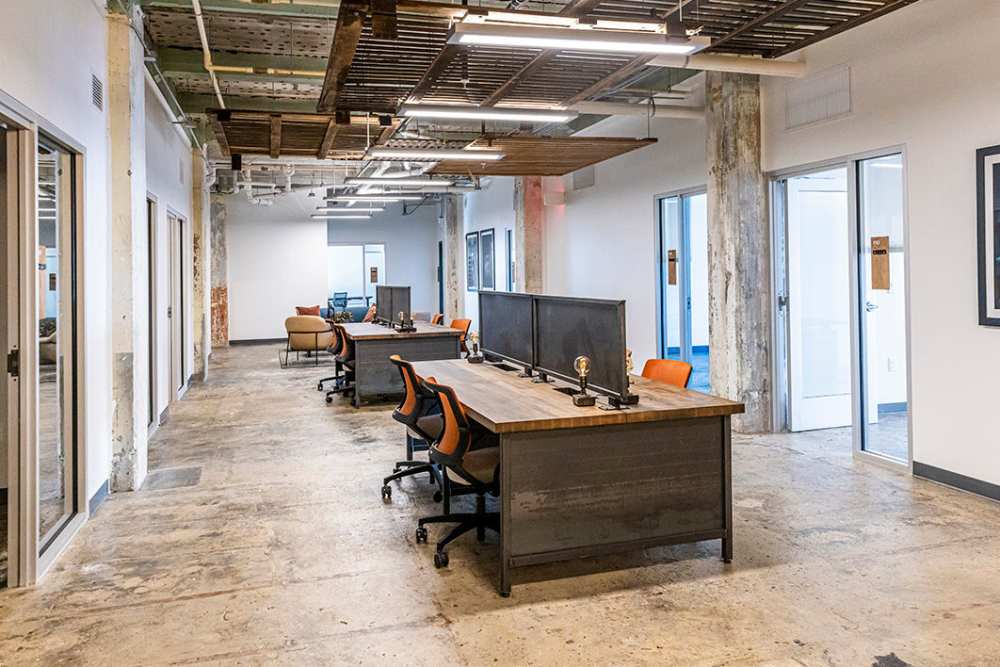 Coworking stations at Workhouse at Union Terminal in Jacksonville, Florida