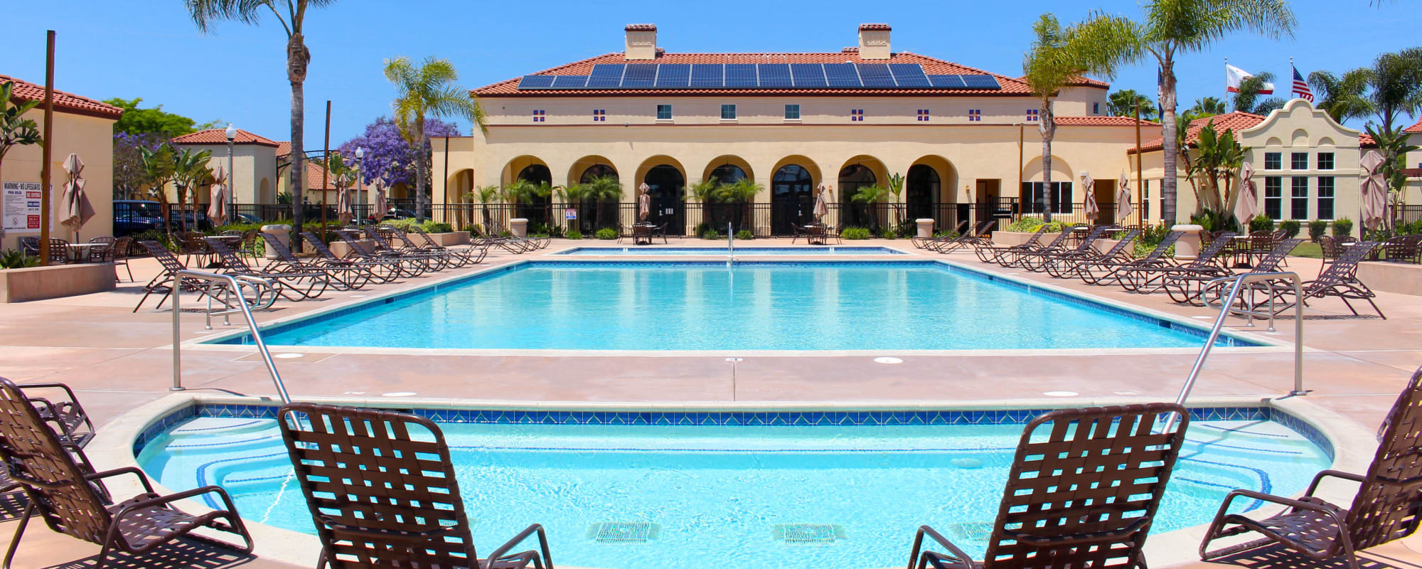 A swimming pool at The Village at NTC in San Diego, California