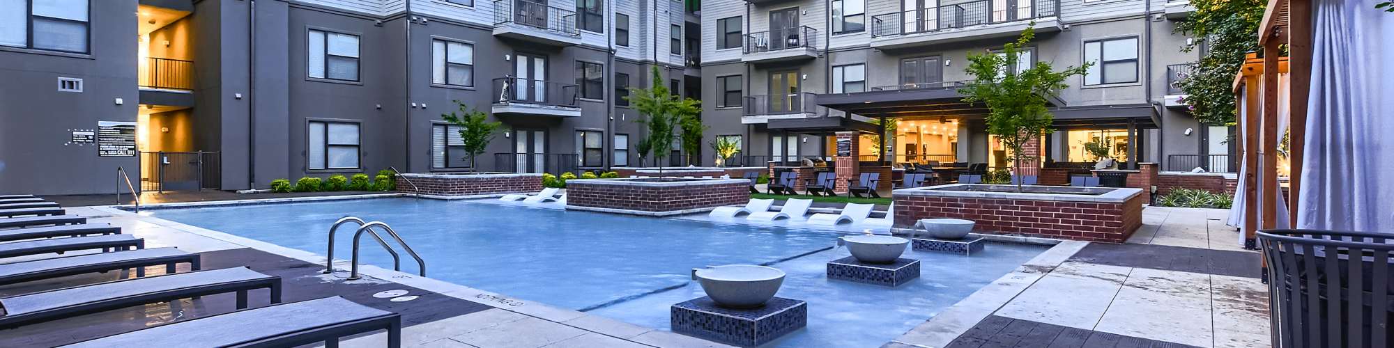 Swimming Pool at twilight at Photo Gallery | Factory Design District in Dallas, Texas