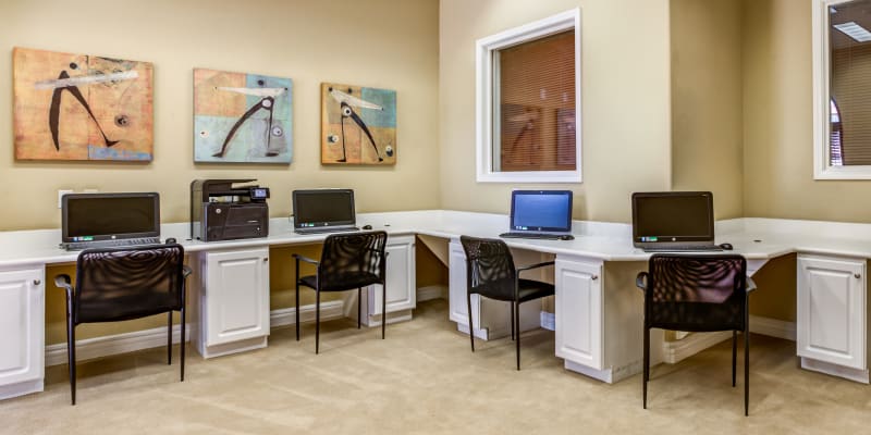 Computers in the business center at Gateway Village in San Diego, California