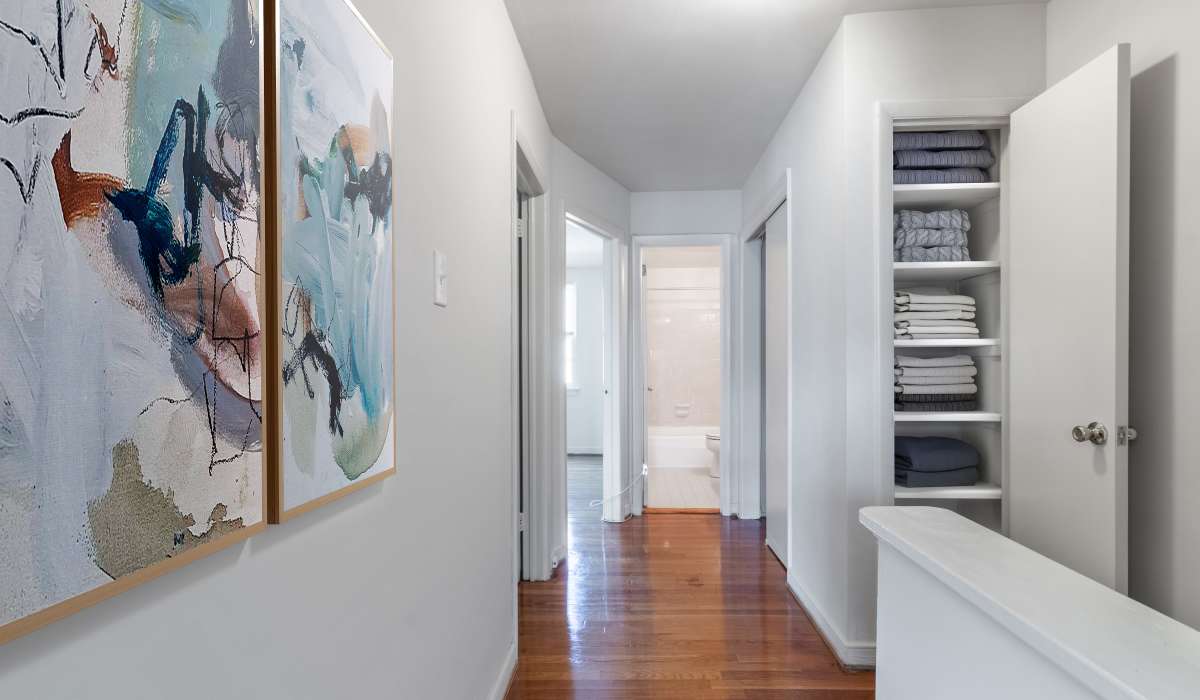 View of the hallway in a model home at Landmark at Patterson in Richmond, Virginia