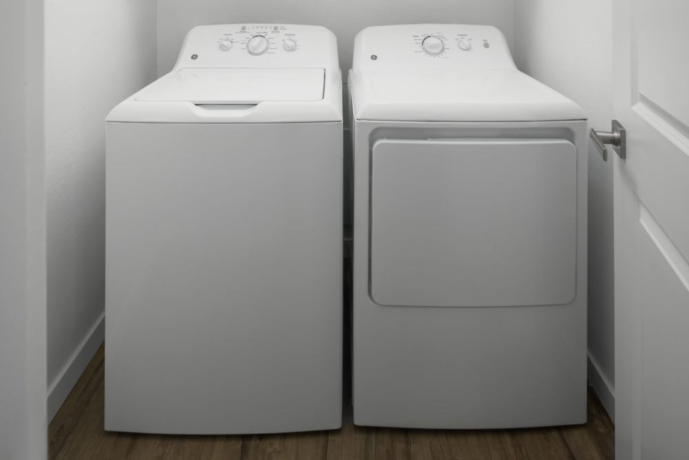 Full-size washer and dryer at Innovation Villas at West Maricopa Village in Maricopa, Arizona