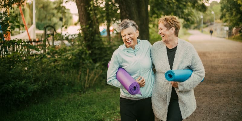 Residents going to yoga near Tuscany Woods Apartments in Windsor Mill, Maryland