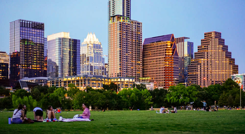 People in a park near Sutton in Austin, Texas