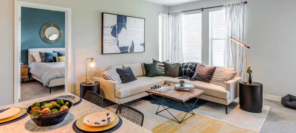 Living room with tons of natural light at Flats At 540 in Apex, North Carolina