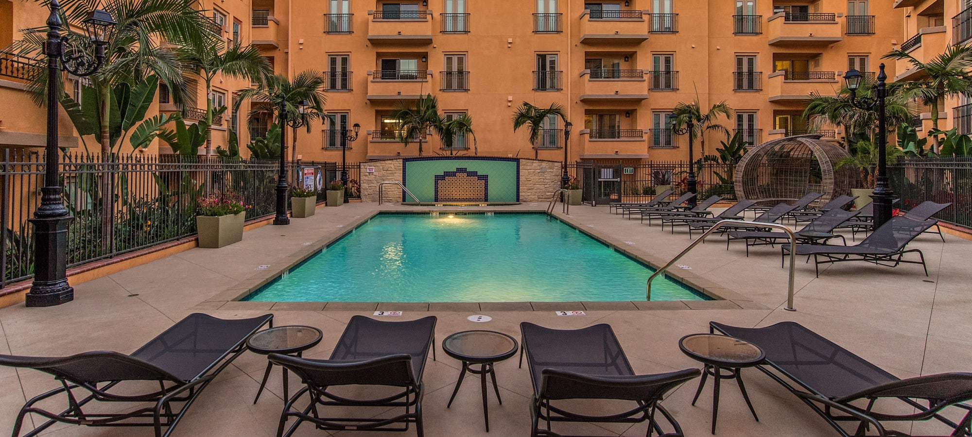 Resort-style pool at Playa Del Oro, Los Angeles, California