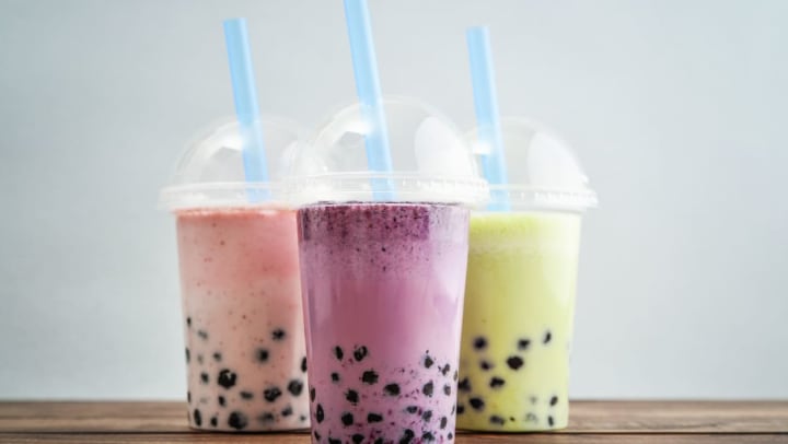 Three cups of bubble tea from a shop in Richmond.