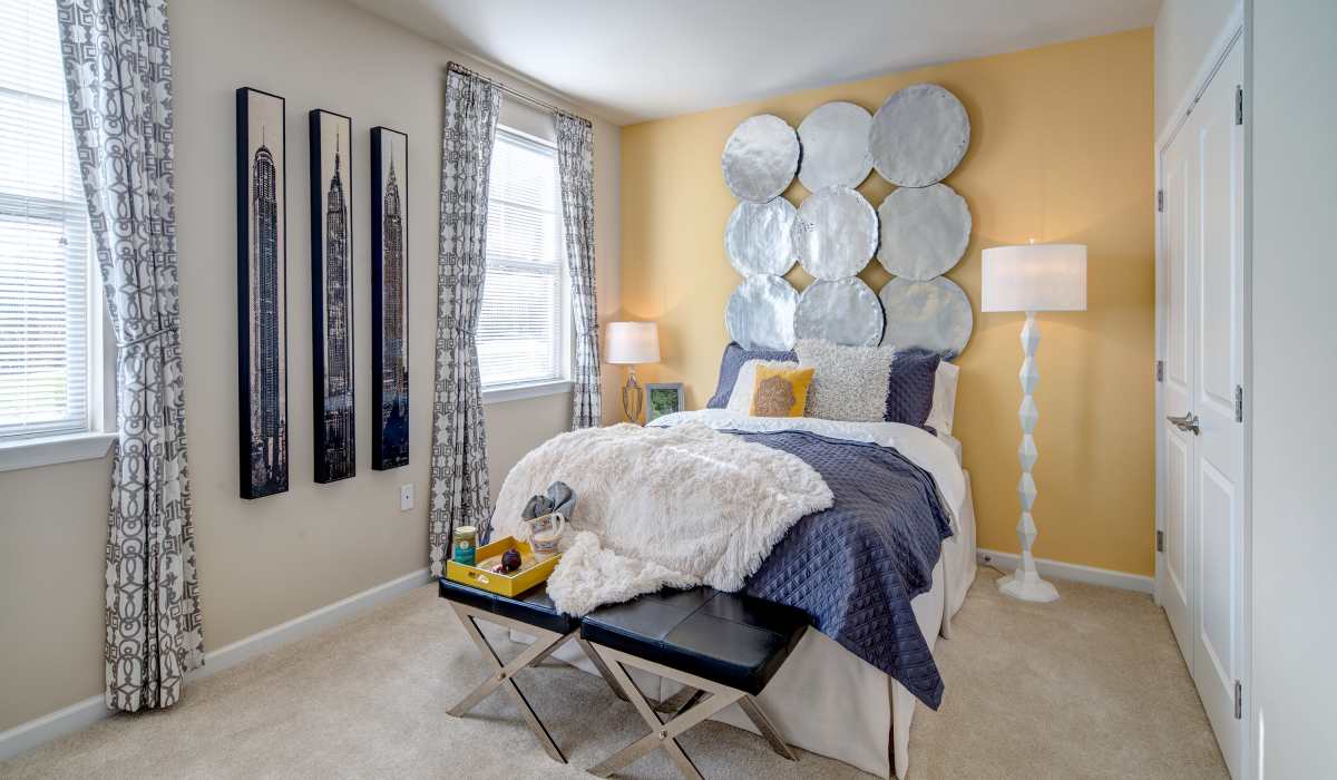 Bedroom with with carpet flooring at One Glastonbury Place in Glastonbury, Connecticut