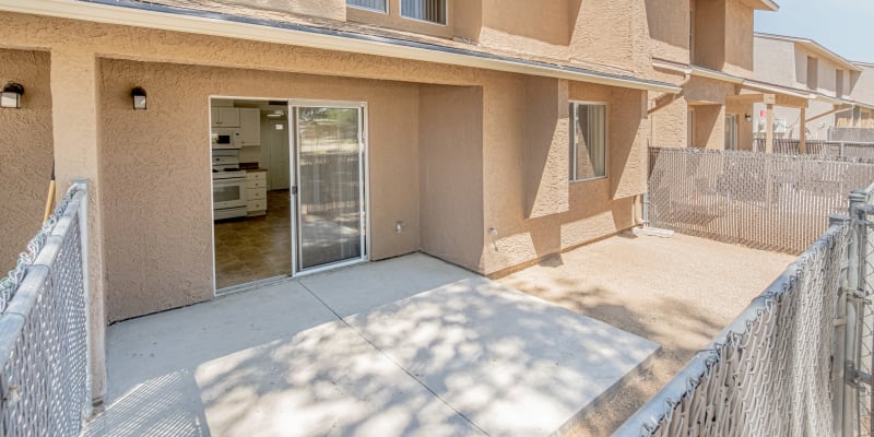 A furnished bedroom at Adobe Flats I in Twentynine Palms, California