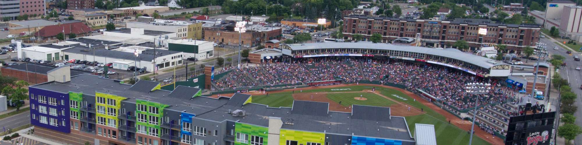 Vibrant and Playful-Stadium at Brick Row in Lansing, Michigan