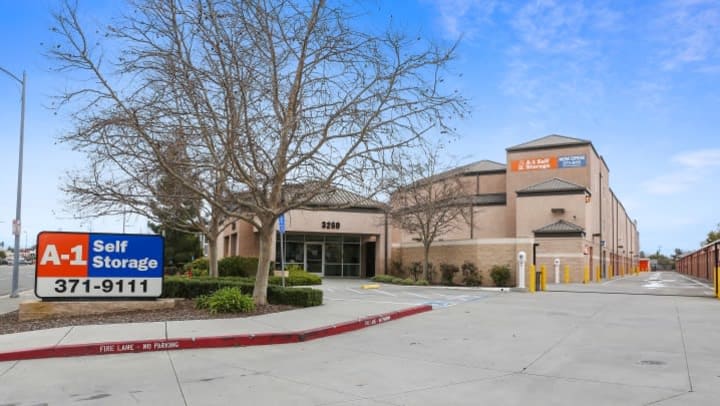 The front gate and office at A-1 Self Storage on South Bascom Avenue in San Jose, California.