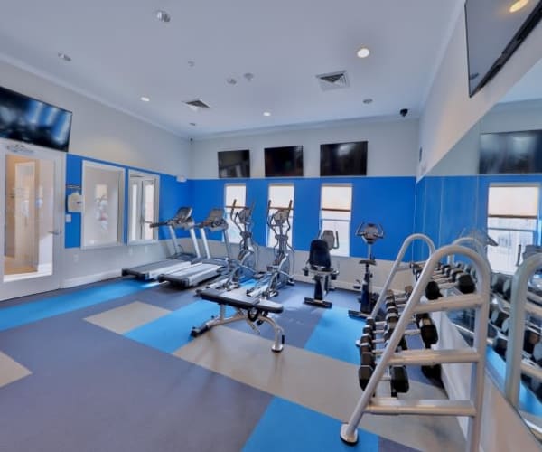 Spacious fitness center at Orchard Meadows Apartment Homes in Ellicott City, Maryland
