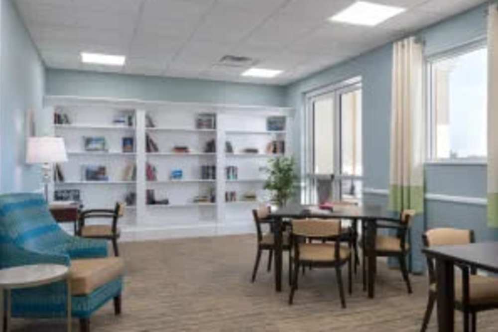 Community library at The Pineapple House at Sapphire Lakes in Naples, Florida