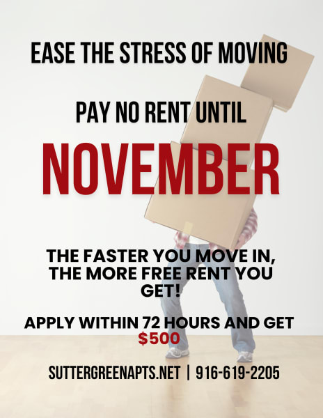 Rent Specials at Sutter Green Apartments in Sacramento, California, 
