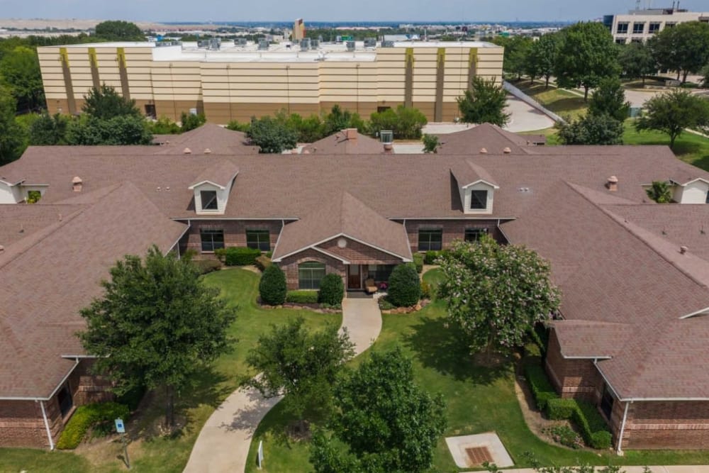 Aerial of RockBrook Memory Care in Lewisville, Texas