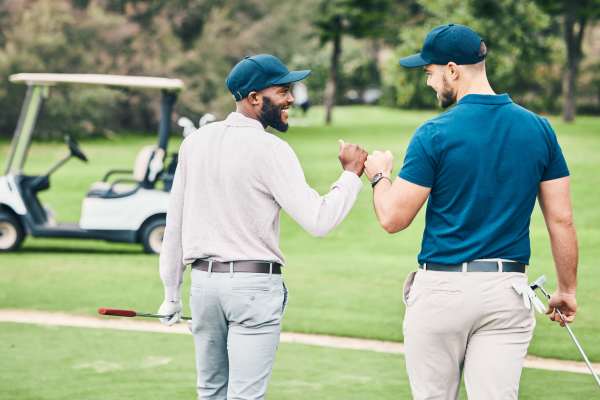 Men going for golf match at Sunpointe in Phoenix, Arizona