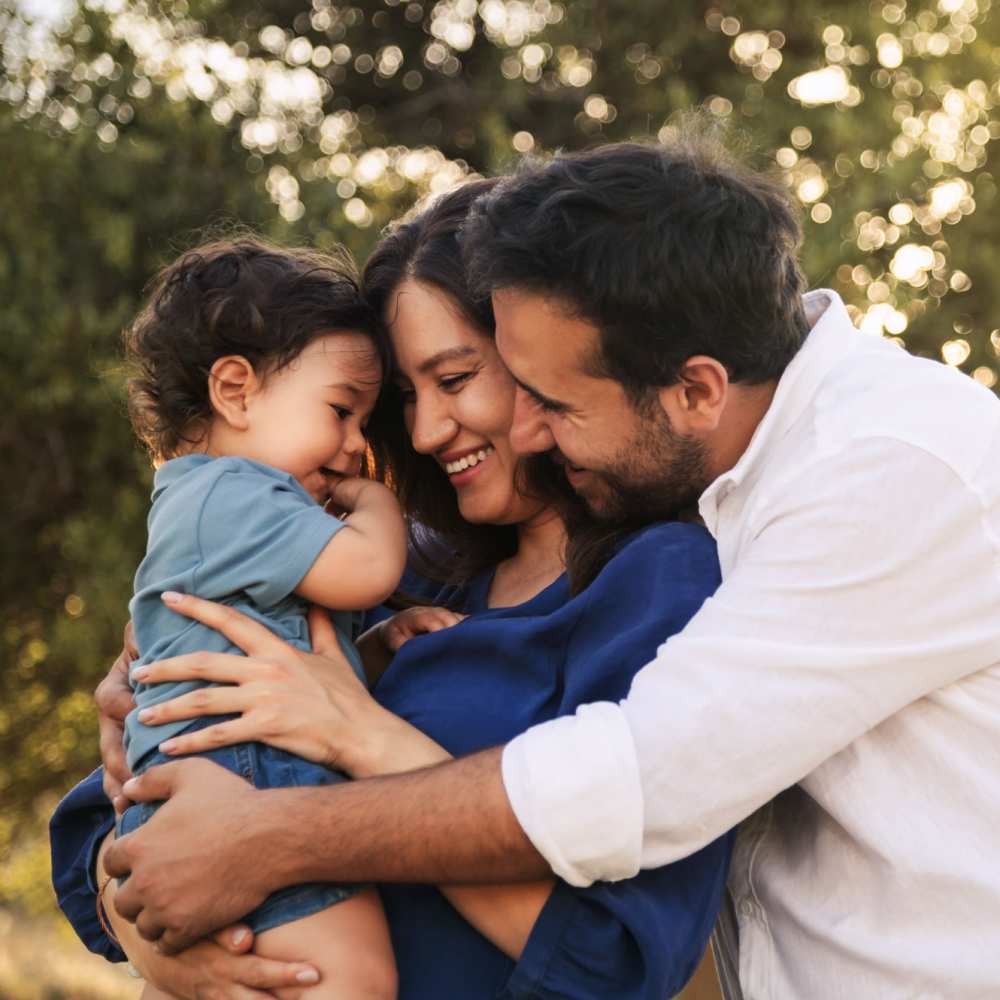 Happy family outside at Casa Bella in Victorville, California