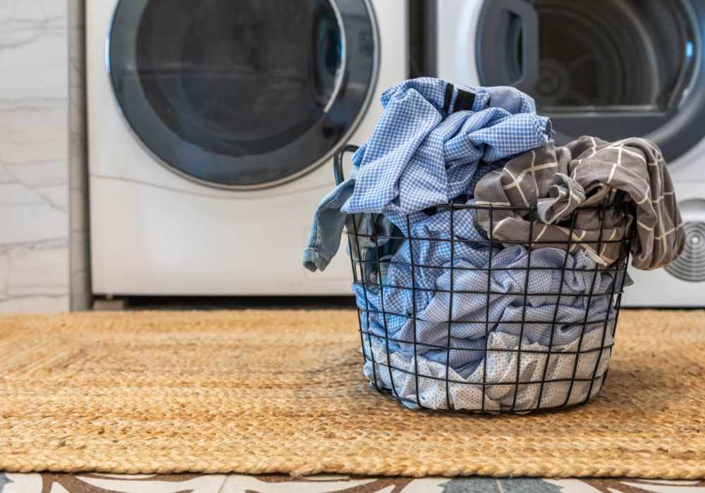 Resident washing their dog in a dog washing tub at The Gardens At Pryor Creek in Pryor, Oklahoma