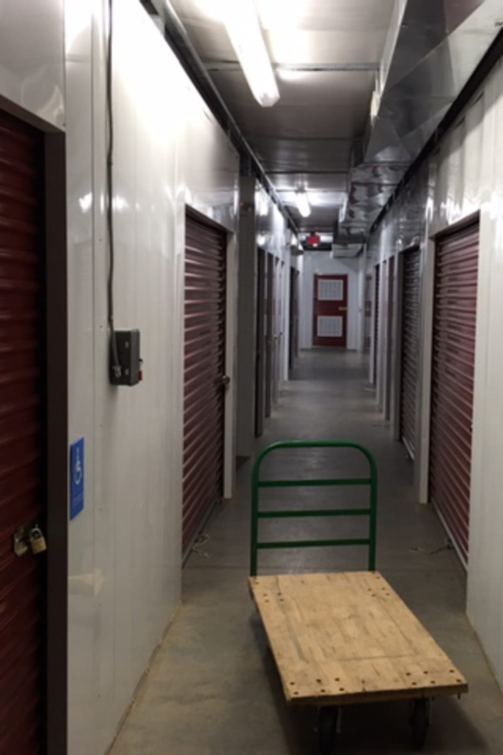 Interior units and a dolly at Harrisonburg Self Storage in Harrisonburg, Virginia