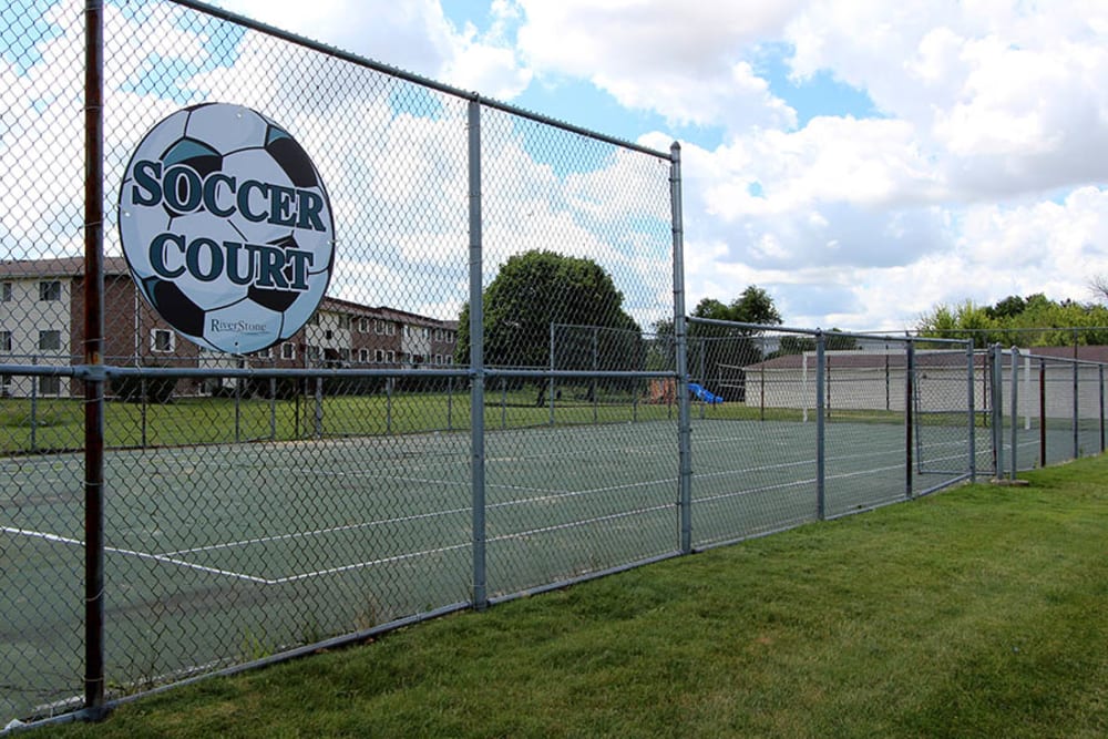 Outdoor soccer court at Riverstone Apartments in Bolingbrook, Illinois