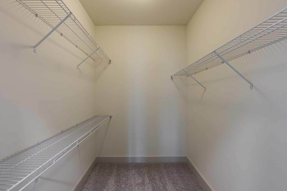 Walk-in closets at ArLo Apartments in Portland, Oregon