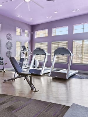 Fitness center at Watercress Apartments in Maize, Kansas