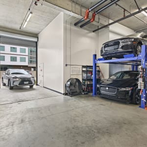 A car pulls into the inside storage area of A-1 Car Storage in San Diego, California
