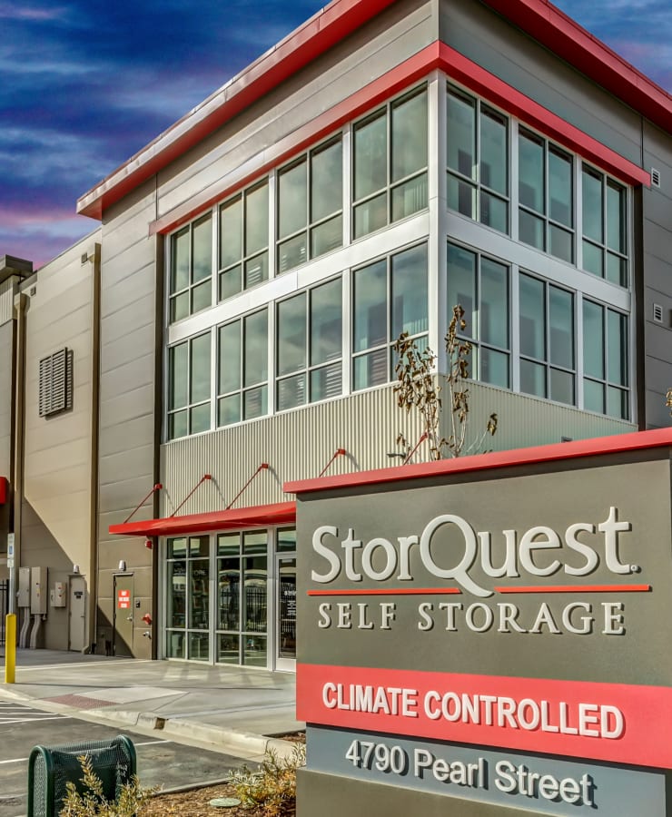 Branding and signage at StorQuest Self Storage in Boulder, Colorado