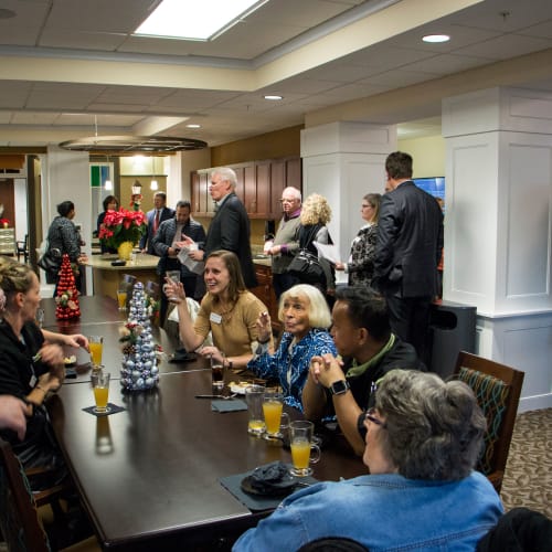 Staff gathers in City hall at First & Main of New Albany in New Albany, Ohio