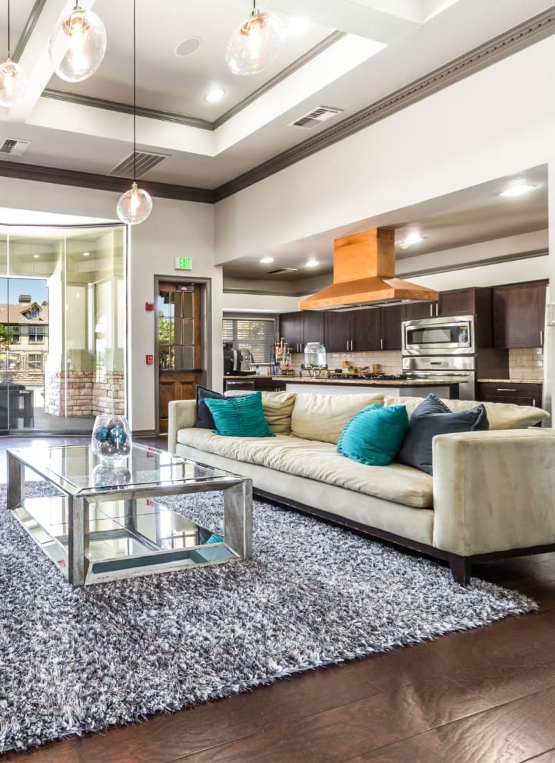 Inside the resident clubhouse at Marquis at Town Centre in Broomfield, Colorado