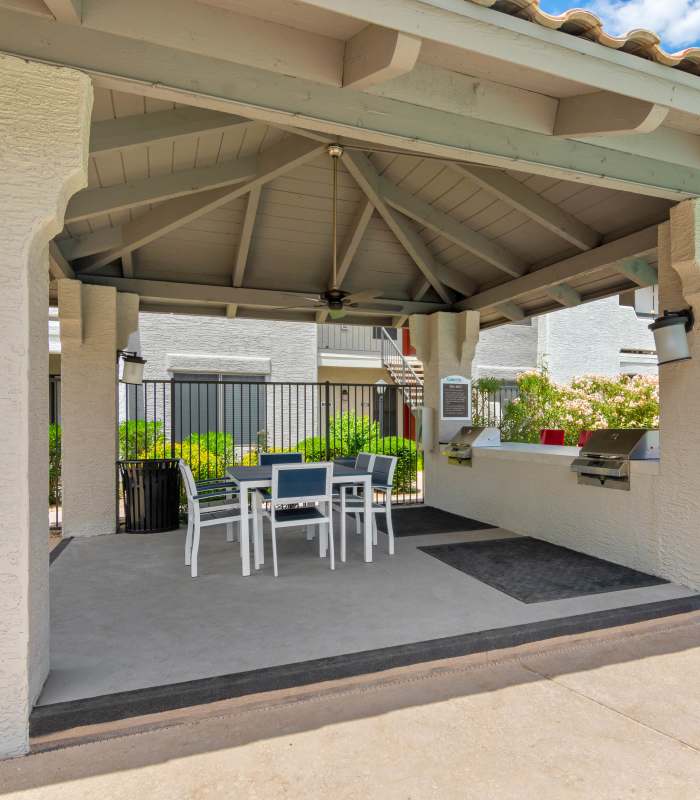 Exterior barbecue area at Cabrillo Apartments in Scottsdale, Arizona