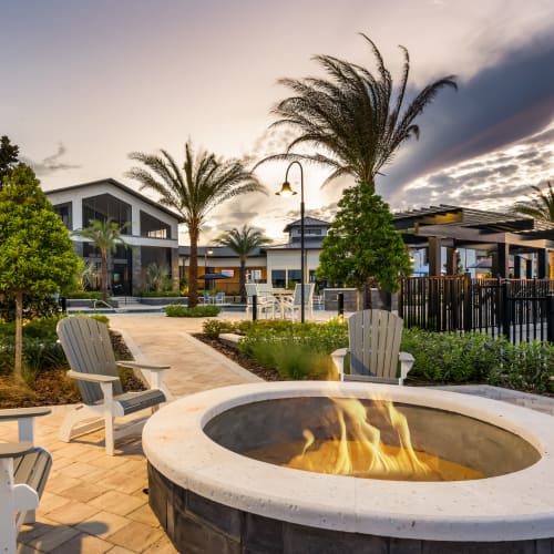 Outdoor fire pit at Integra Heights in Clermont, Florida