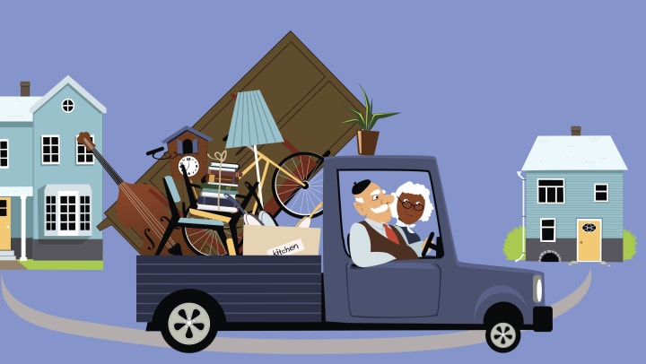 Cartoon of a moving truck