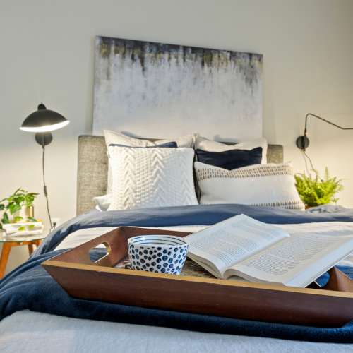Apartment bedroom at North Bend Living in Houston, Texas