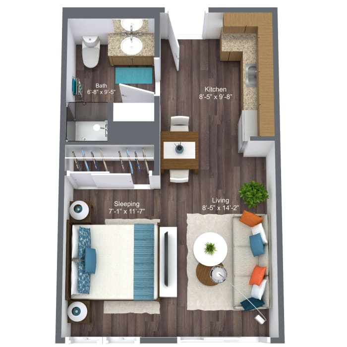 Studio floor plan at Lakeview Senior Living in Lakewood, Colorado