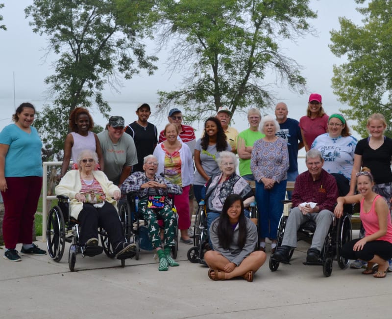 A group of residents on an outing near Ebenezer Ridges Campus in Burnsville, Minnesota