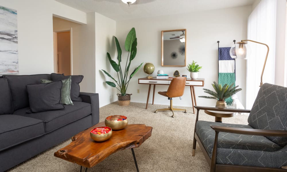 An apartment living room at Mountain Village in El Paso, Texas